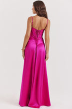 ANABELLA Fuchsia Lace Up Maxi Dress  GEMMACHIC