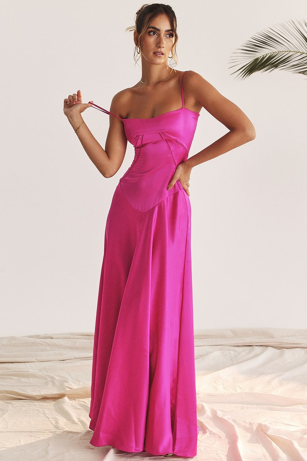 ANABELLA Fuchsia Lace Up Maxi Dress  GEMMACHIC