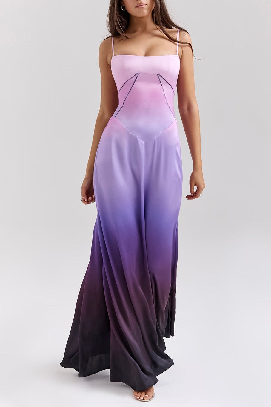 ANABELLA Ombre Print Lace Up Maxi Dress  GEMMACHIC