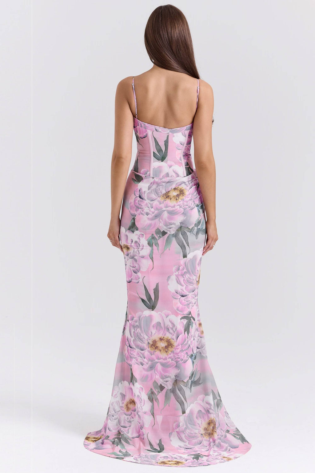 ANTONINA Pink Floral Corset Maxi Dress  Gemma Chic