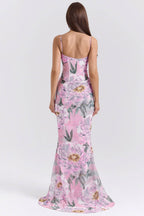 ANTONINA Pink Floral Corset Maxi Dress  Gemma Chic