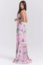 ANTONINA Pink Floral Corset Maxi Dress  Gemma Chic