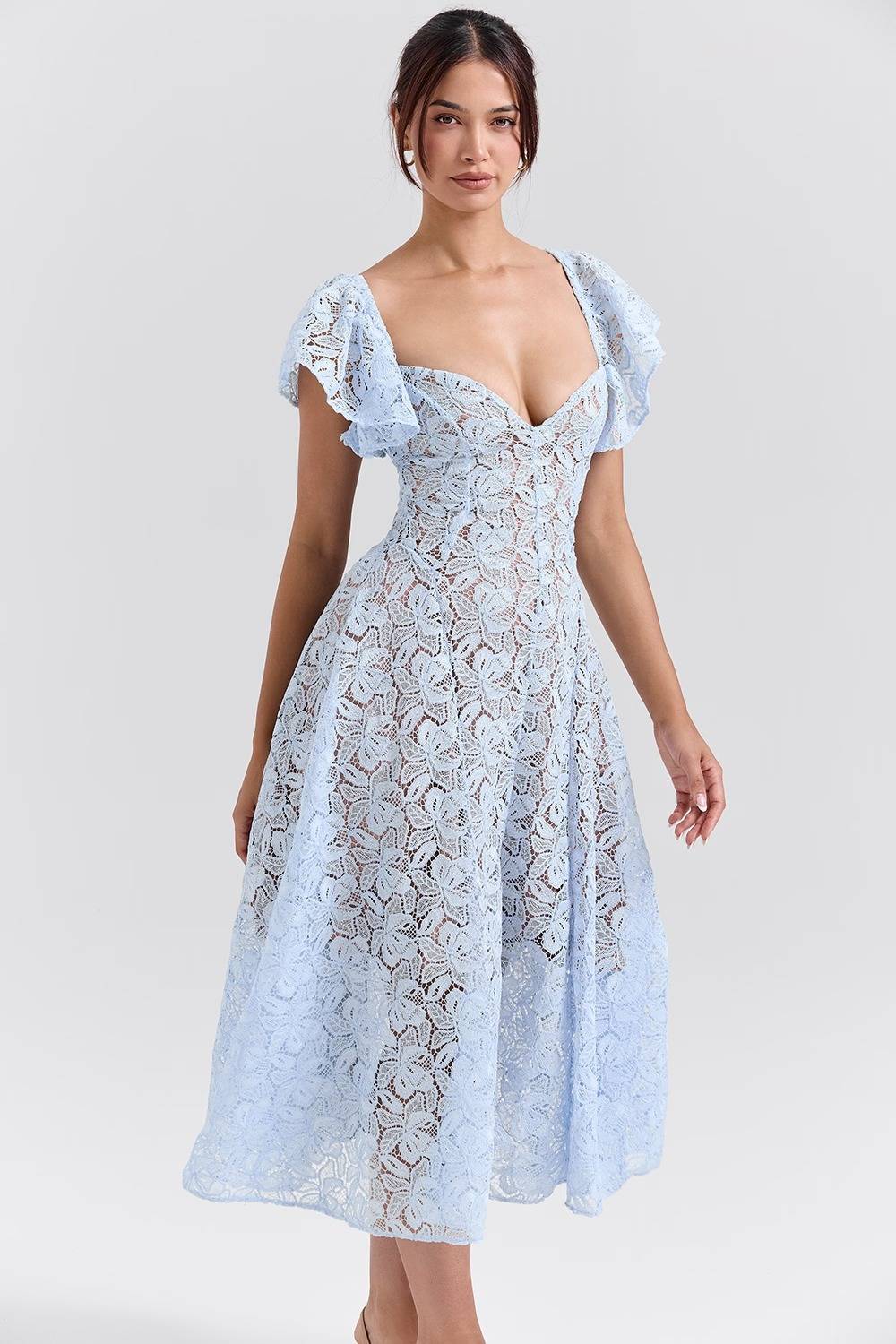AUSTEN Bluebell Floral Lace Midi Dress  Gemma Chic