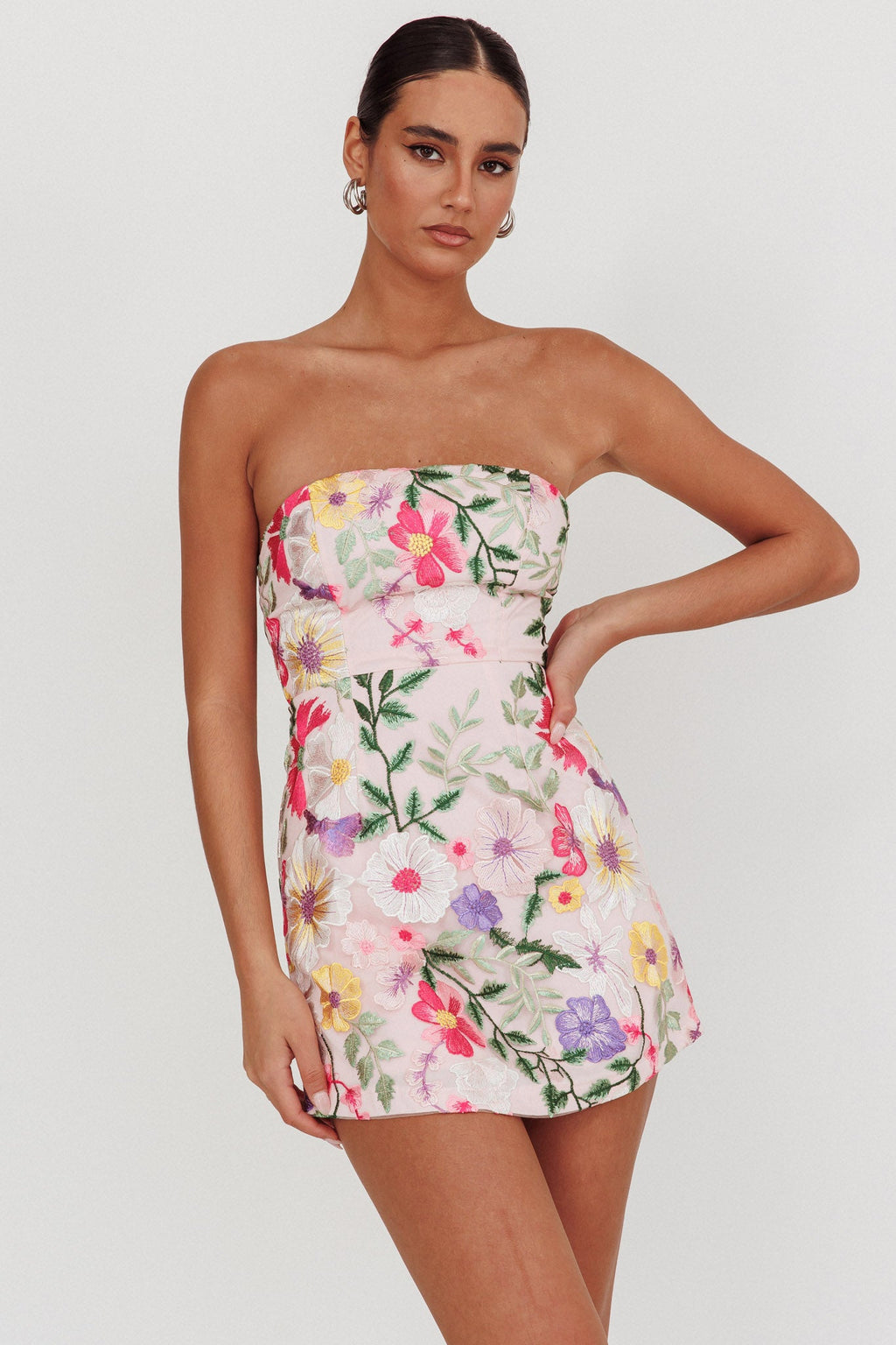 Entered The Chat Strapless Mini Dress Multi  GEMMACHIC