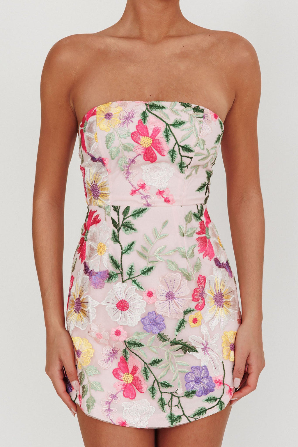 Entered The Chat Strapless Mini Dress Multi  GEMMACHIC