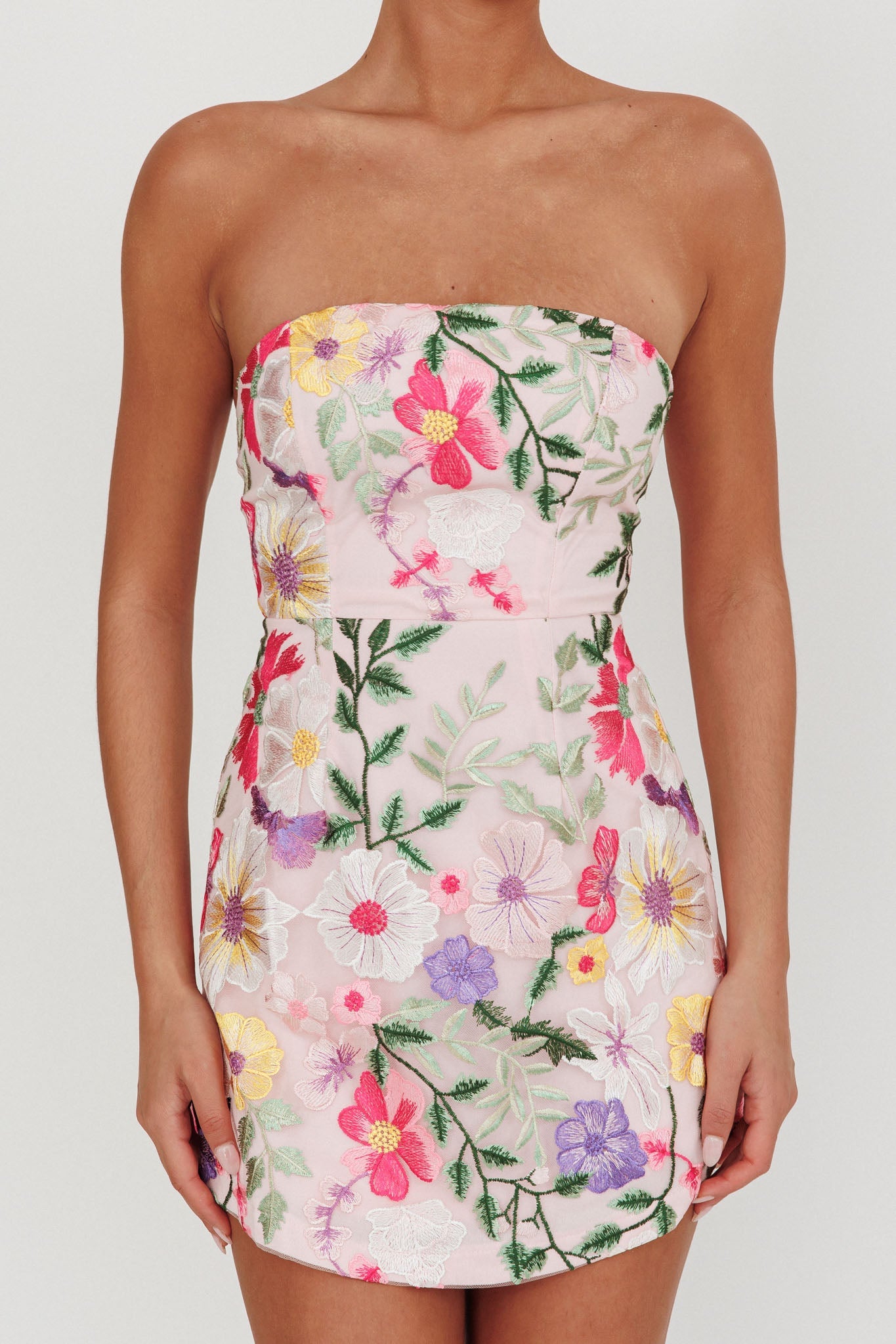 Entered The Chat Strapless Mini Dress Multi  GEMMACHIC