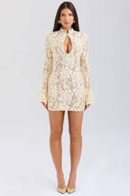 BRIANNA Buttermilk Keyhole Lace Mini Dress  Gemma Chic