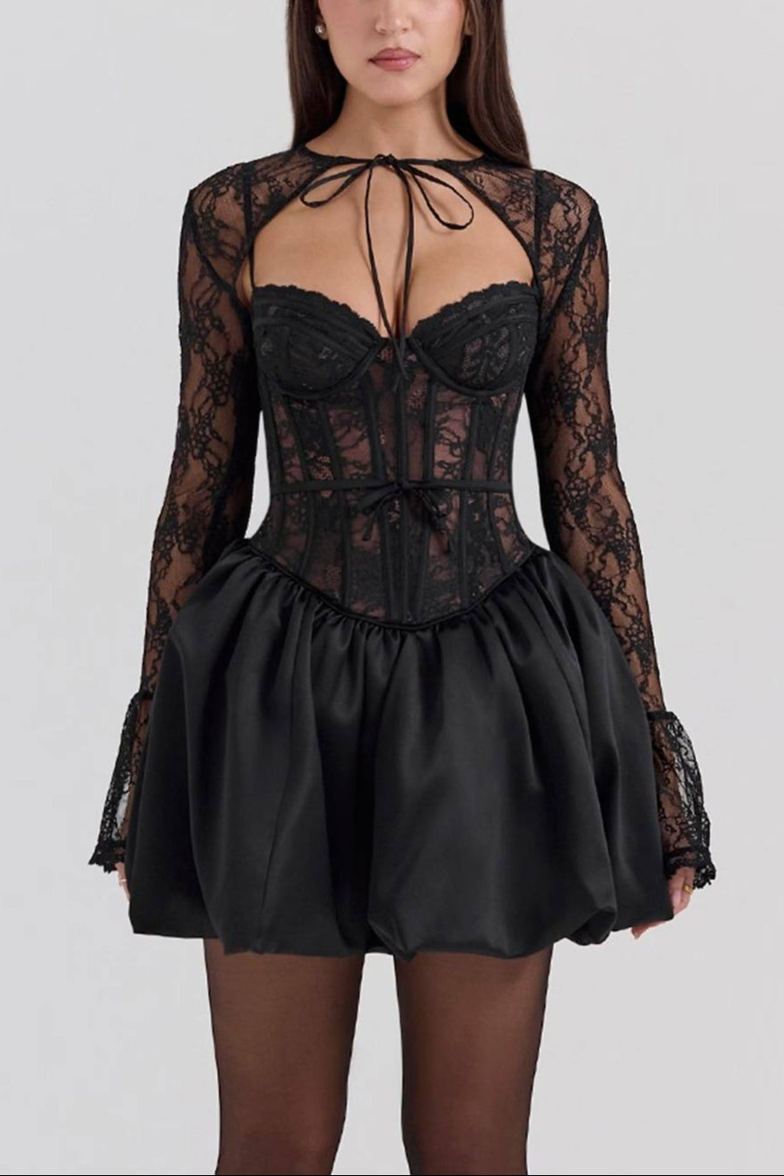 Beauty_Black_Lace_Puffball_Mini_Dress_2