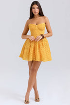 CAROLINA Apricot Lace Corset Mini Dress  Gemma Chic