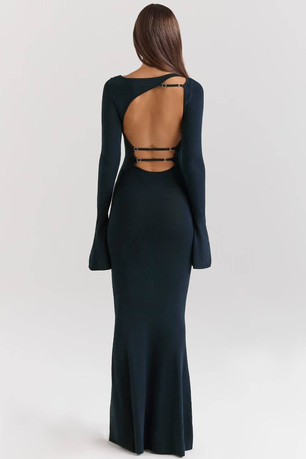 CHRISTIANE Midnight Blue Silky Knit Maxi Dress  Gemma Chic