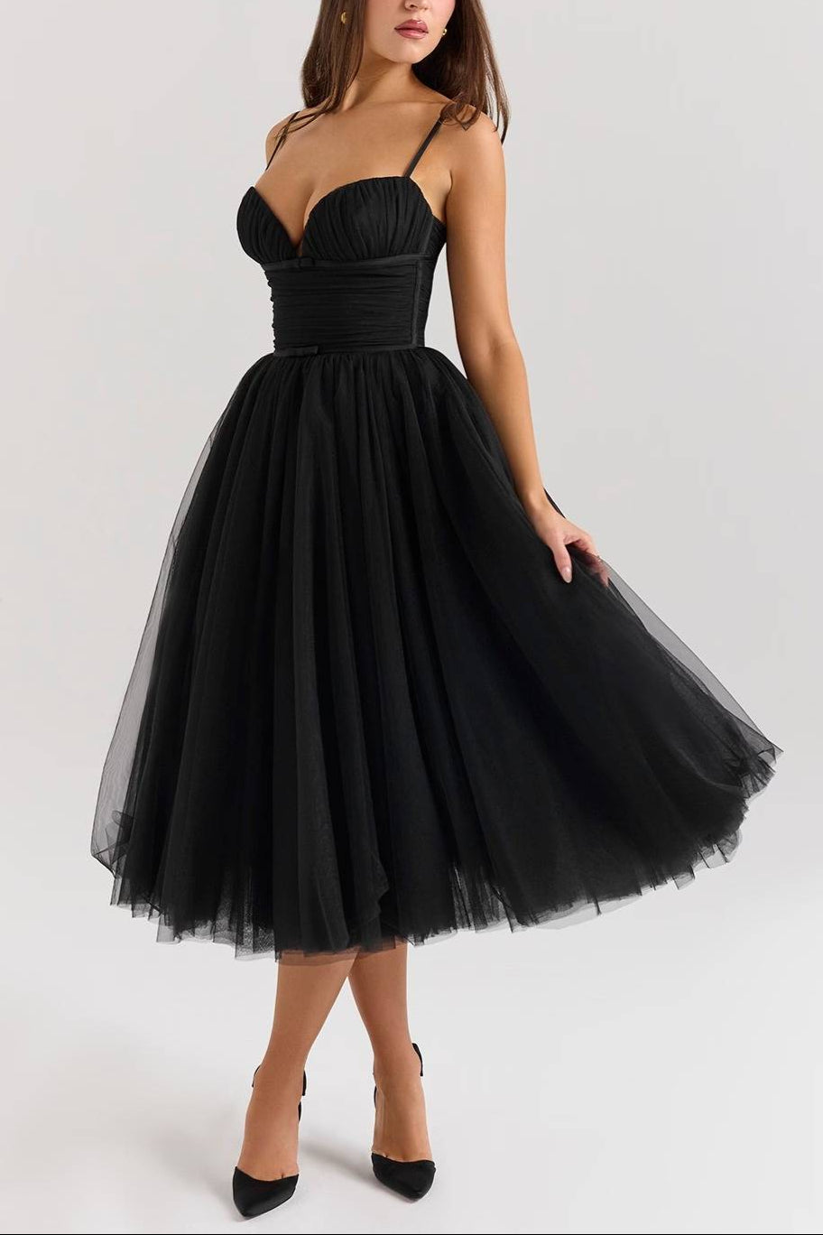 COUNTESS_Black_Tulle_Ruched_Bodice_Midi_Dress_1_-min