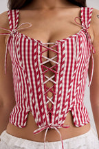 Callie Red Gingham Cotton Corset Top  Gemma Chic