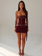 DESIREE MINI DRESS BURGUNDY  Gemma Chic