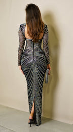 Molly Black Rhinestone Maxi Dress  GEMMACHIC