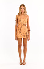 Dayan Orange Beaded Party Mini Dress