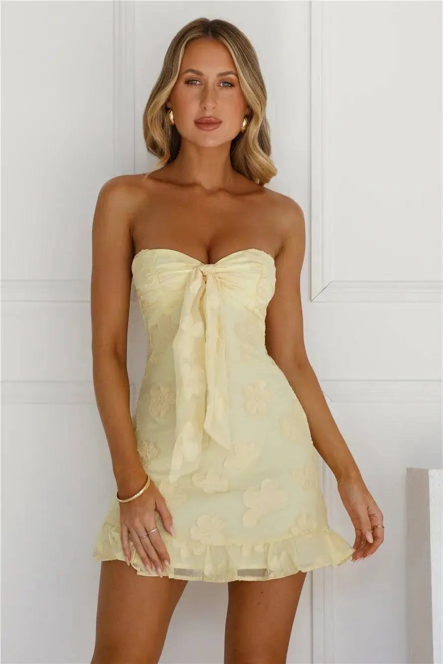 Delightful Dreams Strapless Mini Dress Yellow  GEMMACHIC