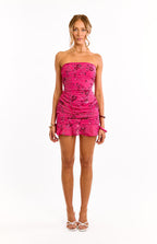 Denver Hot Pink Strapless Beaded Party Mini Dress