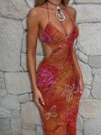 ESMERALDA MAXI DRESS GOLDEN CRYSTAL  Gemma Chic