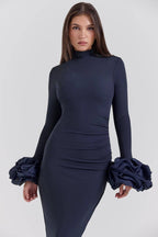 FABIENNE Midnight Ruffle Sleeve Maxi Dress  Gemma Chic
