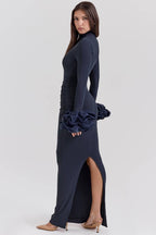 FABIENNE Midnight Ruffle Sleeve Maxi Dress  Gemma Chic