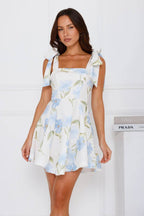 Floral Horizon Mini Dress Blue  Gemma Chic