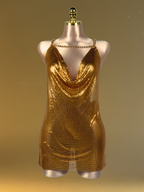 Flores Chainmail Mini Dress In Gold  GEMMACHIC