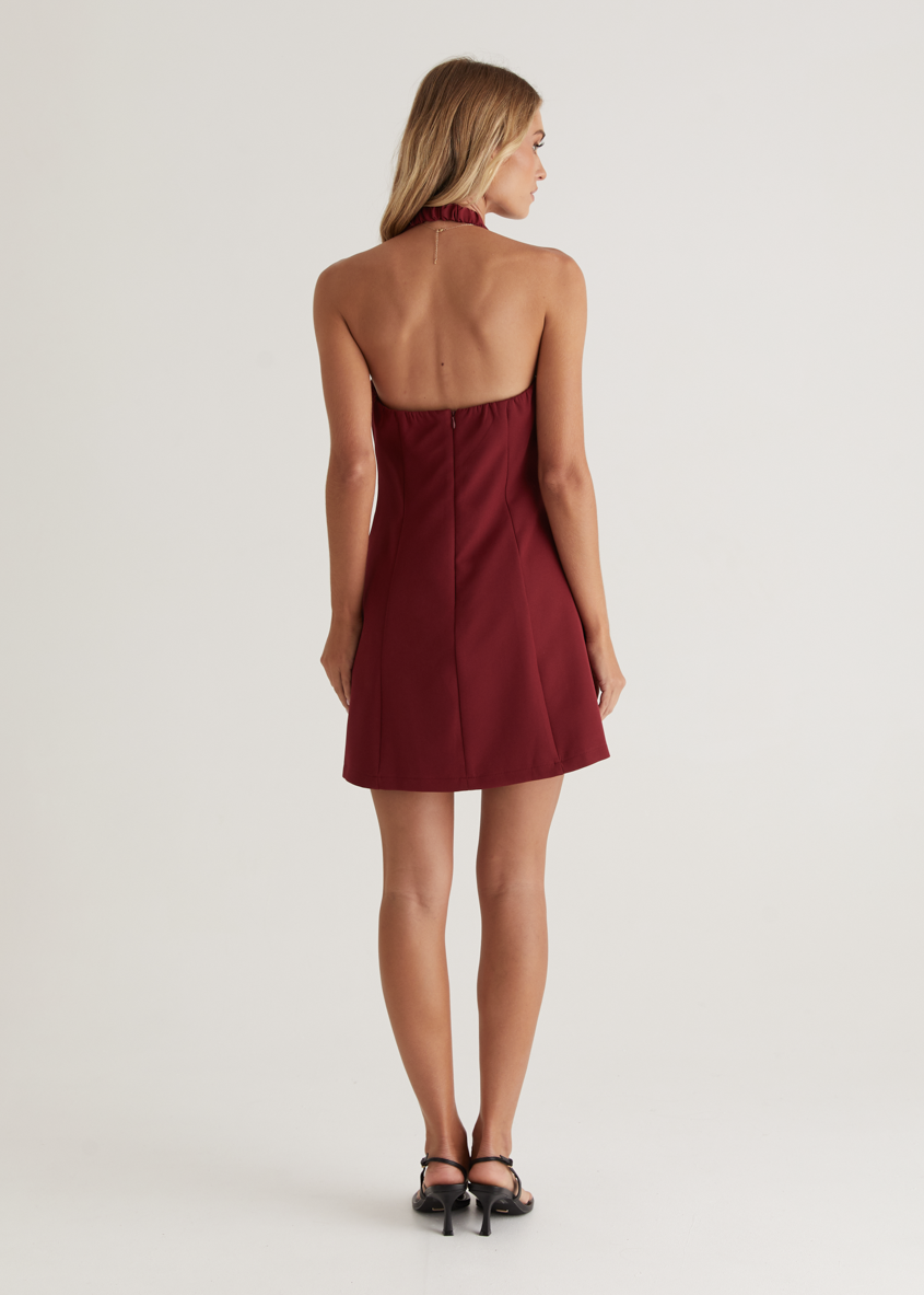 Oaklyn Halter Dress - Burgundy  GEMMACHIC