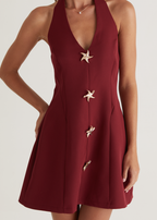 Oaklyn Halter Dress - Burgundy  GEMMACHIC