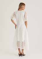 Jahra Lace Midi Dress - Off White  GEMMACHIC