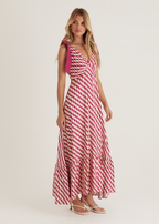Havannah Tie Midi Dress - Magenta Wave  GEMMACHIC