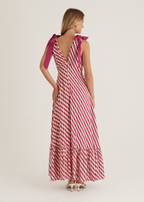 Havannah Tie Midi Dress - Magenta Wave  GEMMACHIC