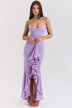 Gabbi Mesh Ruffled Front Gown Maxi Dress  Gemma Chic