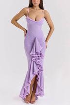 Gabbi Mesh Ruffled Front Gown Maxi Dress  Gemma Chic