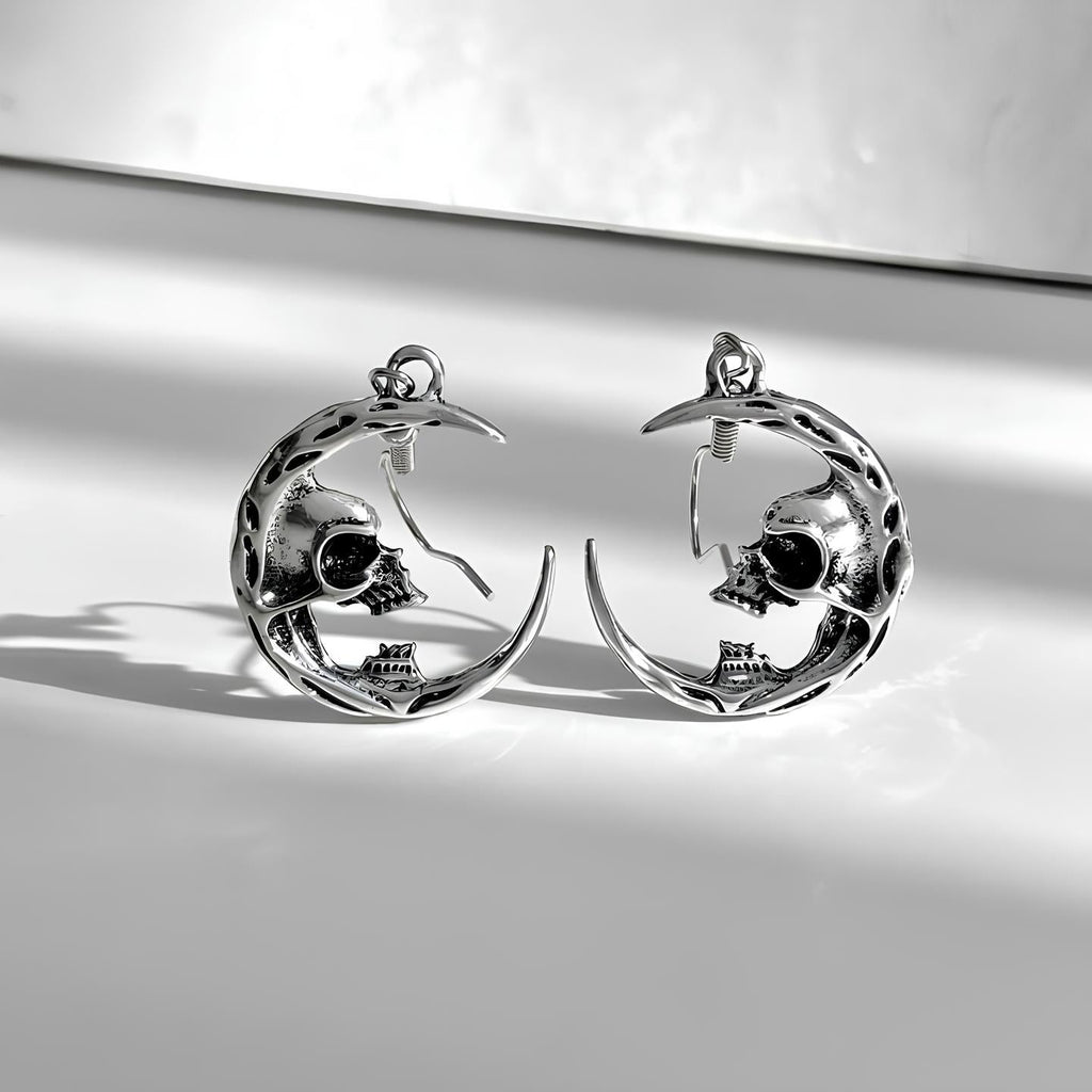 Skull Moon Earrings  GEMMACHIC