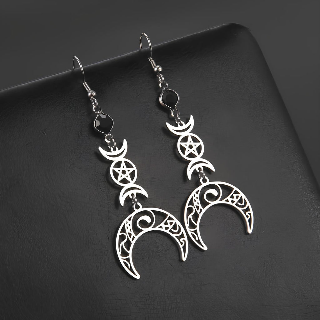 Crescent Pentagram Earrings  GEMMACHIC