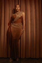 Gold Celestina Draped Maxi Dress