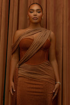 Gold Celestina Draped Maxi Dress
