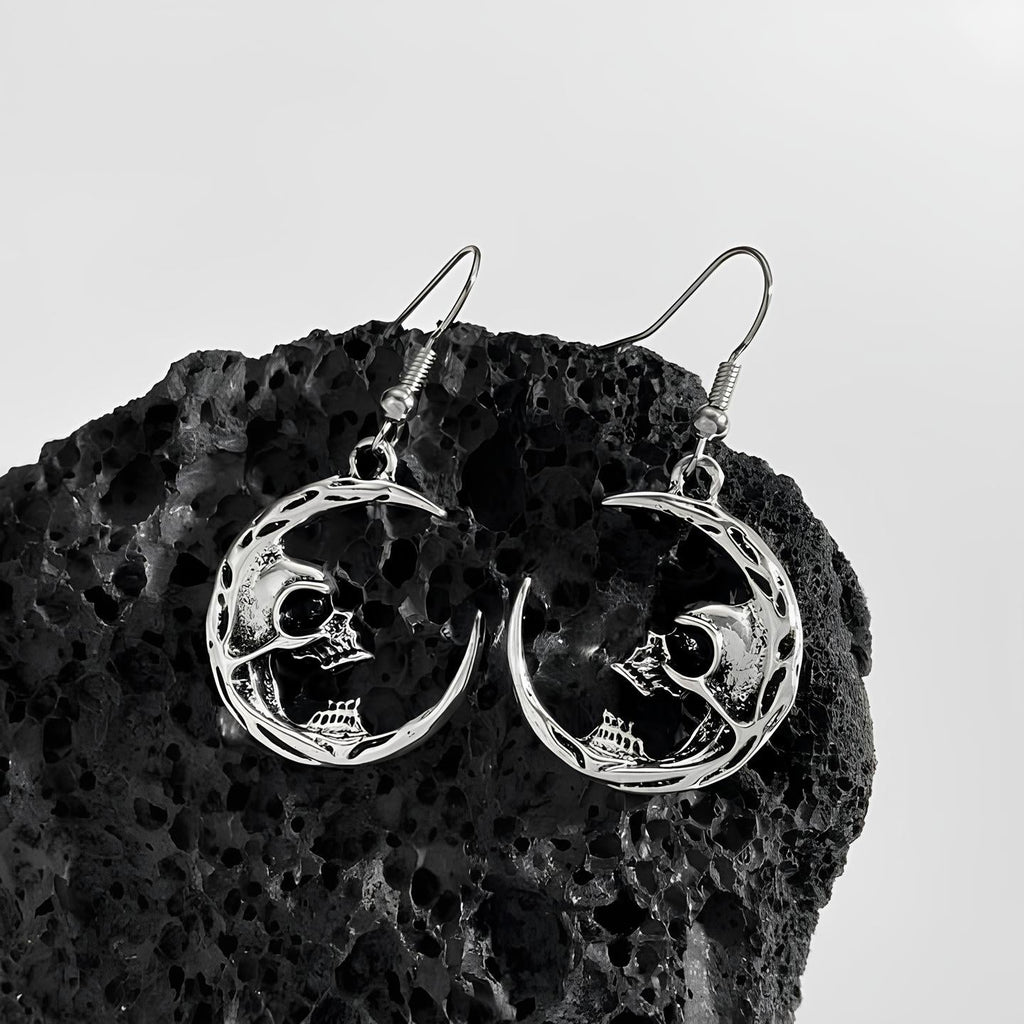 Skull Moon Earrings  GEMMACHIC