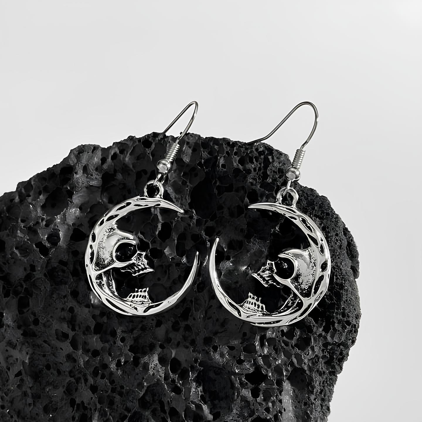 Skull Moon Earrings  GEMMACHIC