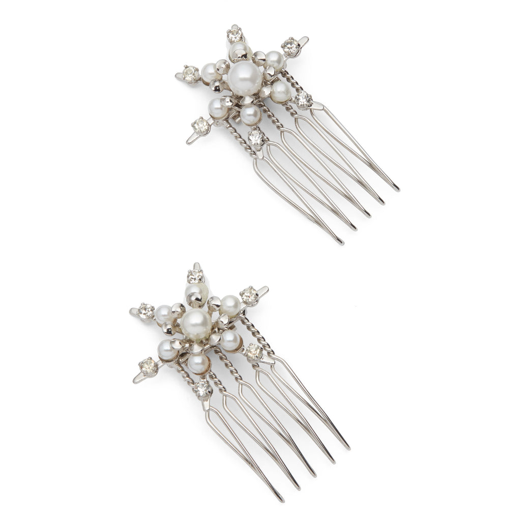 Starlet Pearl and Crystal Mini Comb Set of 2  GEMMACHIC