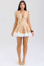 IMANI Honeyflower Print Pleated Cotton Mini Dress  Gemma Chic