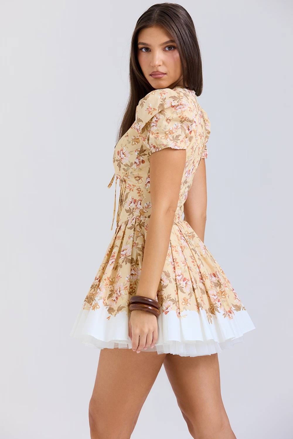 IMANI Honeyflower Print Pleated Cotton Mini Dress  Gemma Chic
