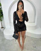 Reese Lace Mini Dress - Black  GEMMACHIC