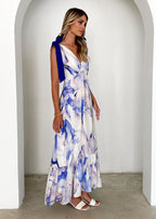 Havannah Tie Midi Dress - Lapis Flame  GEMMACHIC