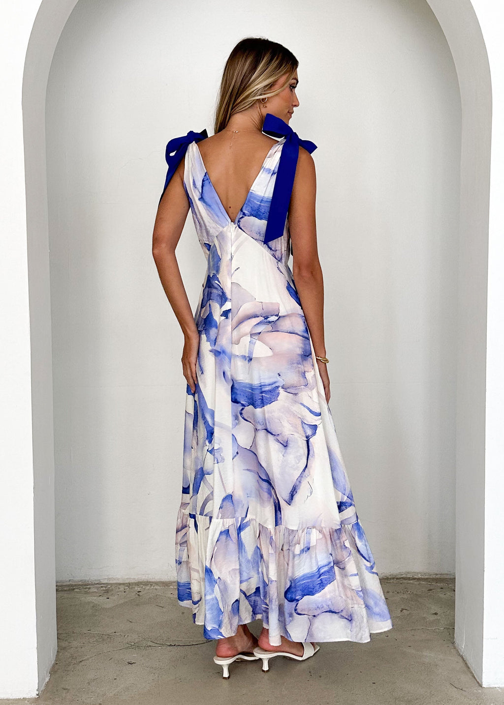 Havannah Tie Midi Dress - Lapis Flame  GEMMACHIC