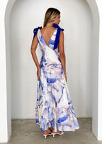 Havannah Tie Midi Dress - Lapis Flame  GEMMACHIC