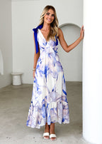 Havannah Tie Midi Dress - Lapis Flame  GEMMACHIC