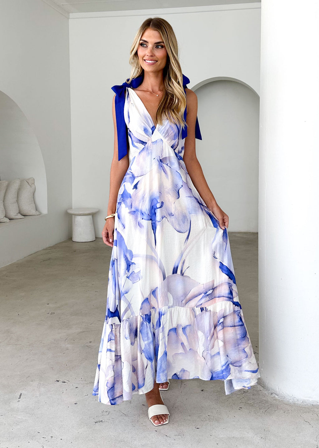 Havannah Tie Midi Dress - Lapis Flame  GEMMACHIC