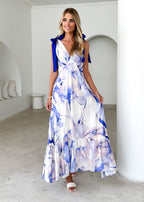 Havannah Tie Midi Dress - Lapis Flame  GEMMACHIC