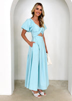 Larttie Off Shoulder Midi Dress - Powder Blue  GEMMACHIC